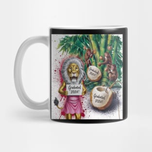 AI generated pink dress lion graduated 2024 Mug